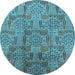 Round Oriental Light Blue Industrial Rug, urb1114lblu