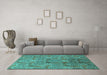 Machine Washable Oriental Turquoise Industrial Area Rugs in a Living Room,, wshurb1114turq