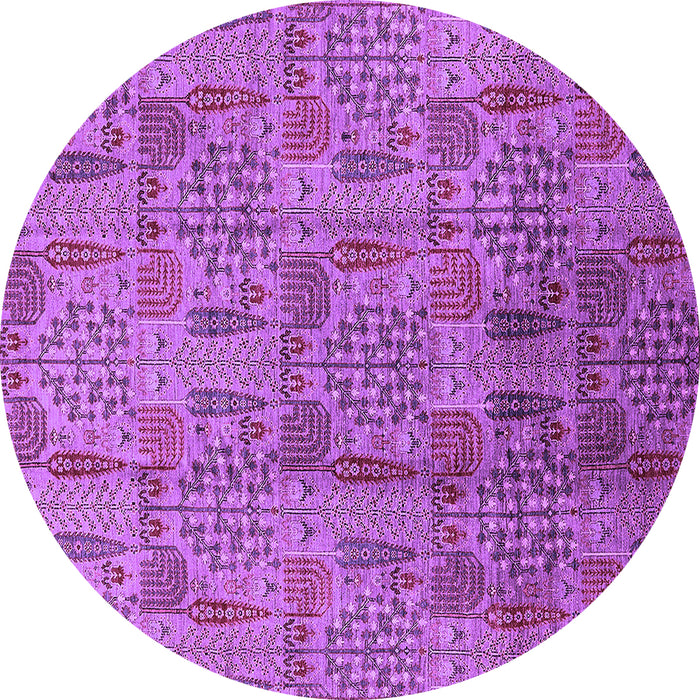 Round Machine Washable Oriental Purple Industrial Area Rugs, wshurb1114pur