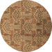 Round Machine Washable Oriental Brown Industrial Rug, wshurb1114brn