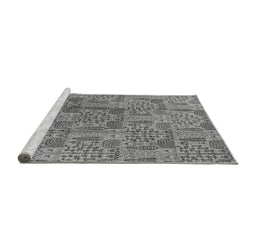 Sideview of Machine Washable Oriental Gray Industrial Rug, wshurb1114gry
