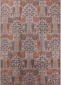 Machine Washable Industrial Modern Chestnut Brown Rug, wshurb1114