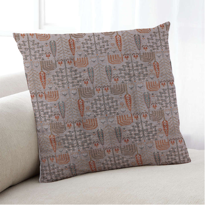 Lifestyle Image of Mid-Century Modern Urban Square Chestnut Brown Throw Pillow, 18 inch by 18 inch, pwurb1114