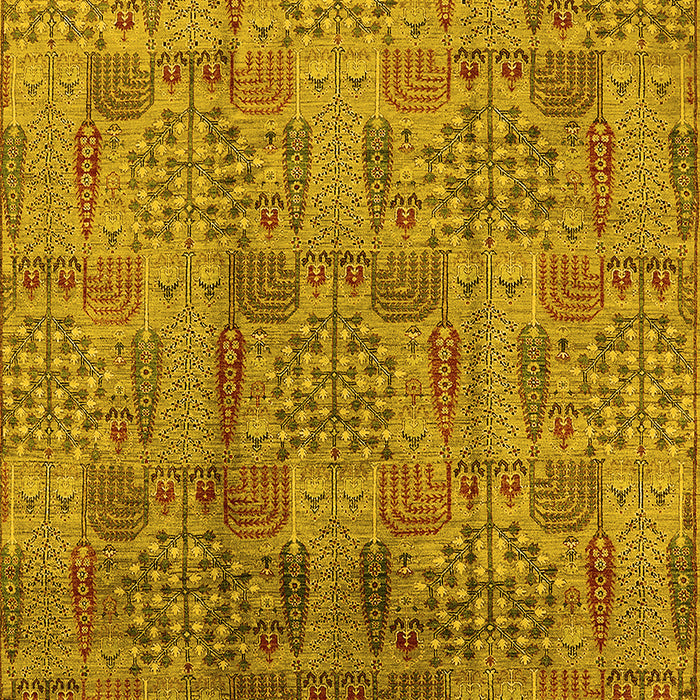 Machine Washable Oriental Yellow Industrial Rug, wshurb1114yw