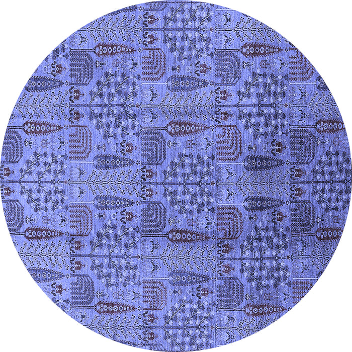 Round Oriental Blue Industrial Rug, urb1114blu