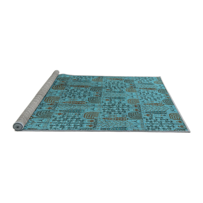 Sideview of Machine Washable Oriental Light Blue Industrial Rug, wshurb1114lblu
