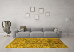 Machine Washable Oriental Yellow Industrial Rug in a Living Room, wshurb1114yw