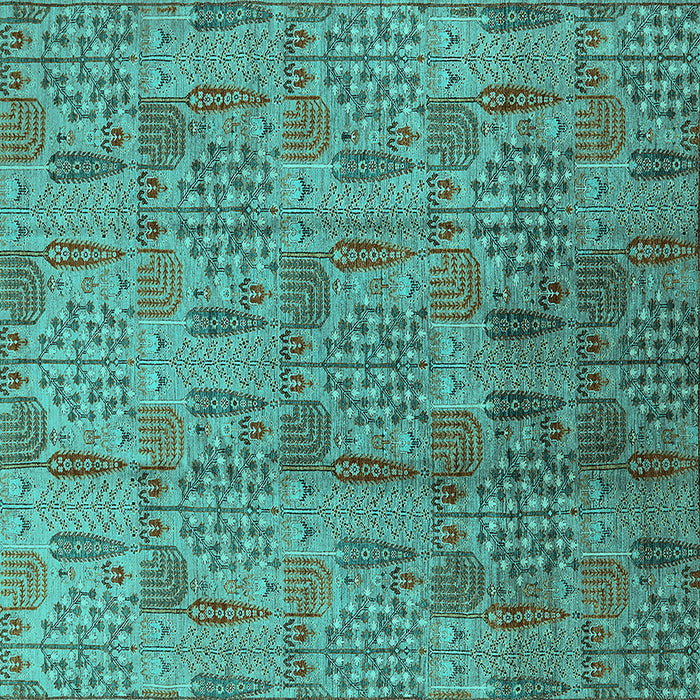 Square Oriental Turquoise Industrial Rug, urb1114turq