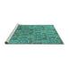 Sideview of Machine Washable Oriental Turquoise Industrial Area Rugs, wshurb1114turq