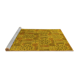 Sideview of Machine Washable Oriental Yellow Industrial Rug, wshurb1114yw