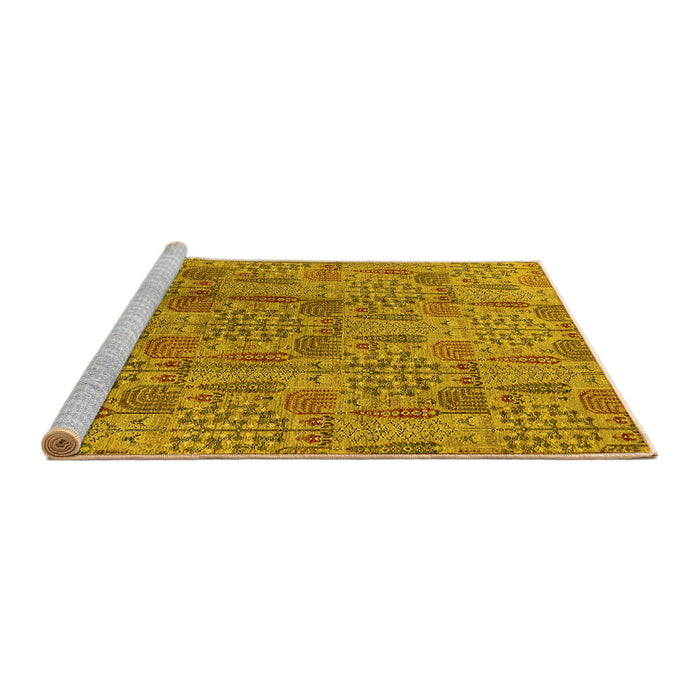 Sideview of Machine Washable Oriental Yellow Industrial Rug, wshurb1114yw