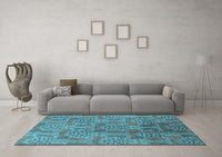 Machine Washable Oriental Light Blue Industrial Rug, wshurb1114lblu