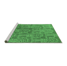 Sideview of Machine Washable Oriental Emerald Green Industrial Area Rugs, wshurb1114emgrn