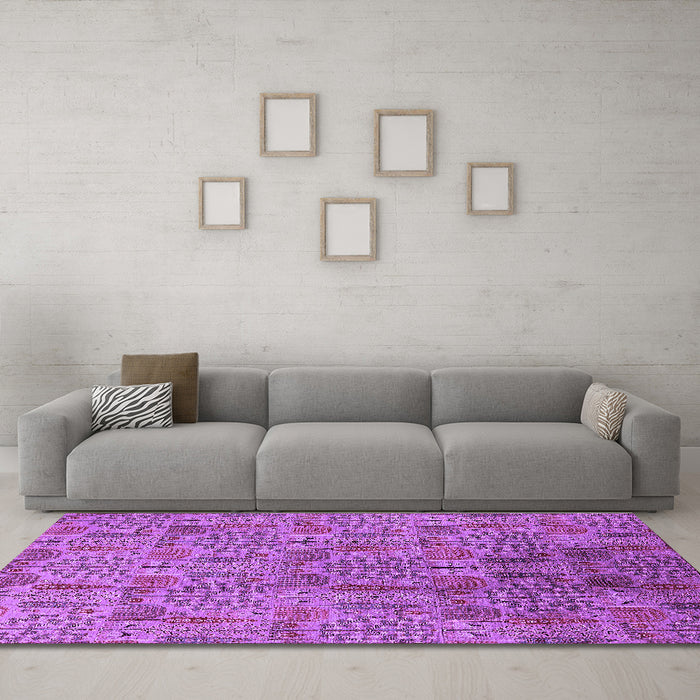 Machine Washable Oriental Purple Industrial Area Rugs in a Living Room, wshurb1114pur