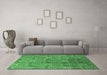 Machine Washable Oriental Emerald Green Industrial Area Rugs in a Living Room,, wshurb1114emgrn