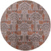 Round Mid-Century Modern Chestnut Brown Oriental Rug, urb1114