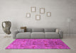 Machine Washable Oriental Pink Industrial Rug in a Living Room, wshurb1114pnk