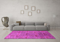 Machine Washable Oriental Pink Industrial Rug, wshurb1114pnk