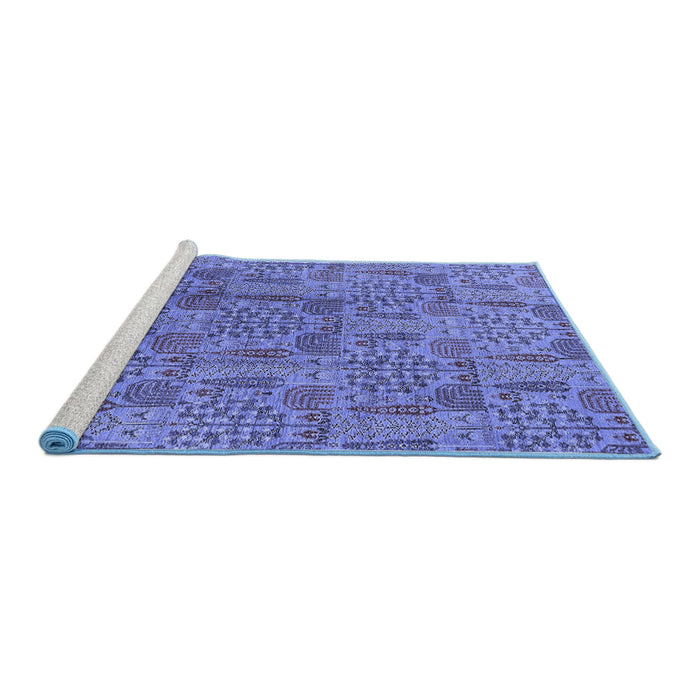 Sideview of Machine Washable Oriental Blue Industrial Rug, wshurb1114blu