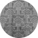 Round Oriental Gray Industrial Rug, urb1114gry