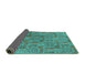 Sideview of Oriental Turquoise Industrial Rug, urb1114turq