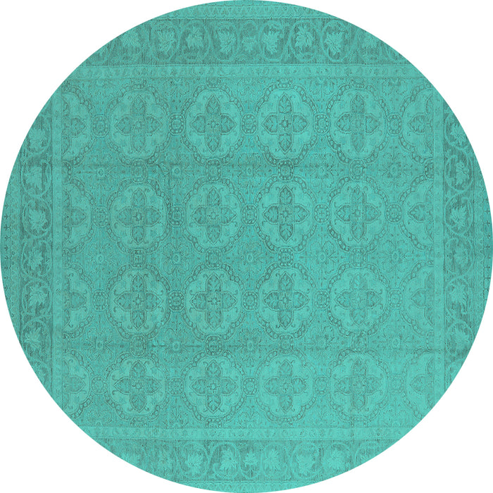 Round Oriental Turquoise Industrial Rug, urb1115turq