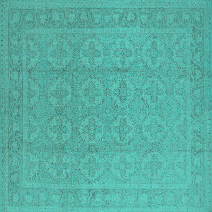 Square Machine Washable Oriental Turquoise Industrial Area Rugs, wshurb1115turq