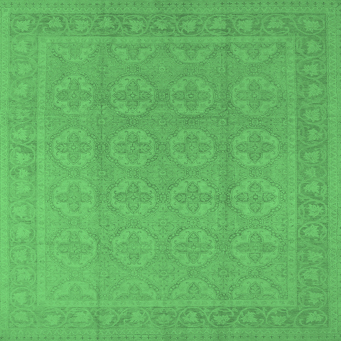 Square Machine Washable Oriental Emerald Green Industrial Area Rugs, wshurb1115emgrn