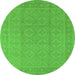 Round Machine Washable Oriental Green Industrial Area Rugs, wshurb1115grn