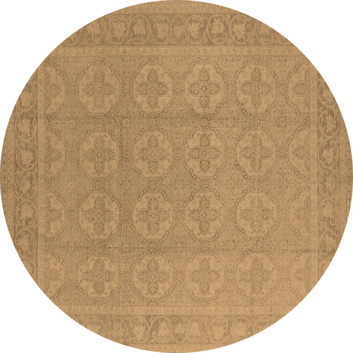 Round Machine Washable Oriental Brown Industrial Rug, wshurb1115brn