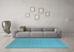 Machine Washable Oriental Light Blue Industrial Rug in a Living Room, wshurb1115lblu