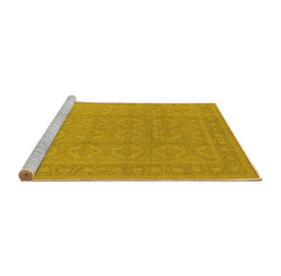 Sideview of Machine Washable Oriental Yellow Industrial Rug, wshurb1115yw
