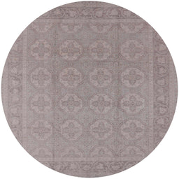 Round Mid-Century Modern Rose Purple Oriental Rug, urb1115