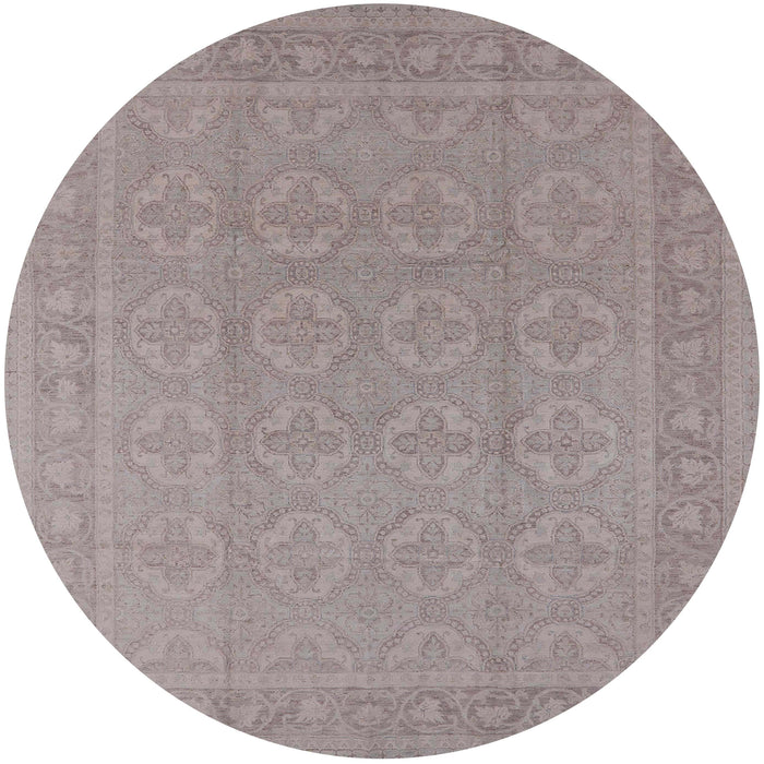 Round Mid-Century Modern Rose Purple Oriental Rug, urb1115