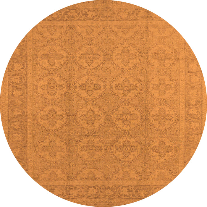 Round Machine Washable Oriental Orange Industrial Area Rugs, wshurb1115org