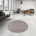 Round Mid-Century Modern Rose Purple Oriental Rug in a Office, urb1115