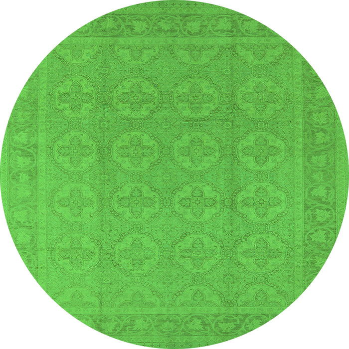 Round Oriental Green Industrial Rug, urb1115grn