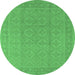 Round Oriental Emerald Green Industrial Rug, urb1115emgrn