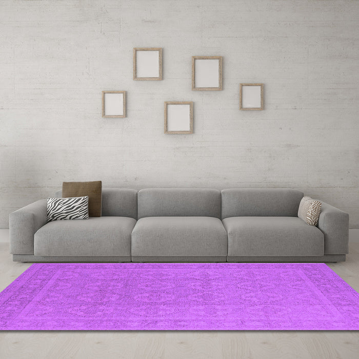 Machine Washable Oriental Purple Industrial Area Rugs in a Living Room, wshurb1115pur