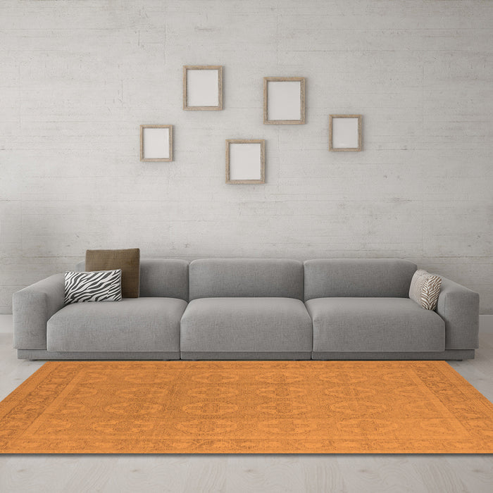 Machine Washable Oriental Orange Industrial Area Rugs in a Living Room, wshurb1115org