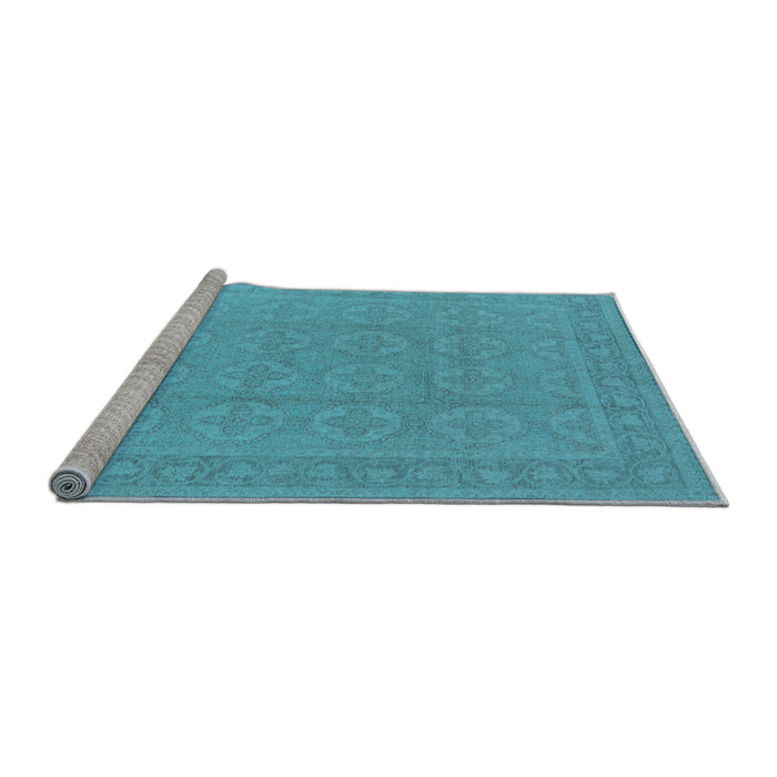 Sideview of Machine Washable Oriental Light Blue Industrial Rug, wshurb1115lblu