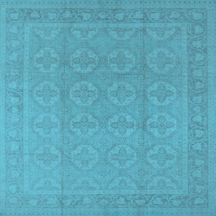 Square Machine Washable Oriental Light Blue Industrial Rug, wshurb1115lblu