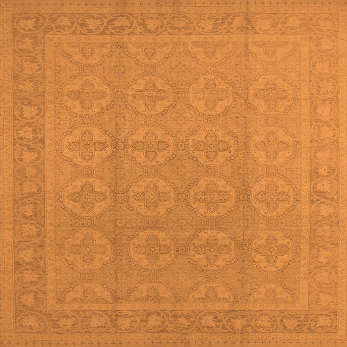 Square Machine Washable Oriental Orange Industrial Area Rugs, wshurb1115org