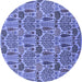 Round Oriental Blue Industrial Rug, urb1116blu