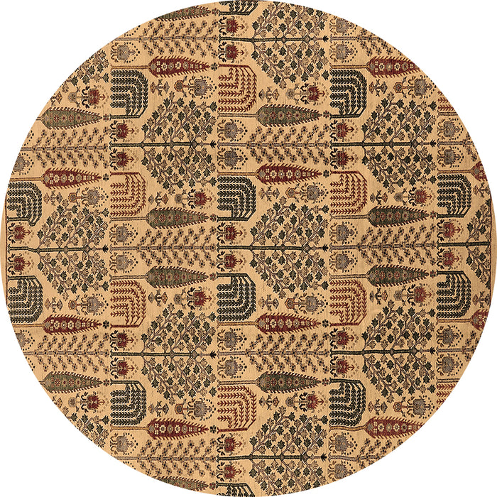 Round Machine Washable Oriental Brown Industrial Rug, wshurb1116brn