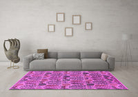 Machine Washable Oriental Pink Industrial Rug, wshurb1116pnk