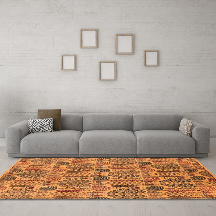 Machine Washable Oriental Orange Industrial Area Rugs in a Living Room, wshurb1116org