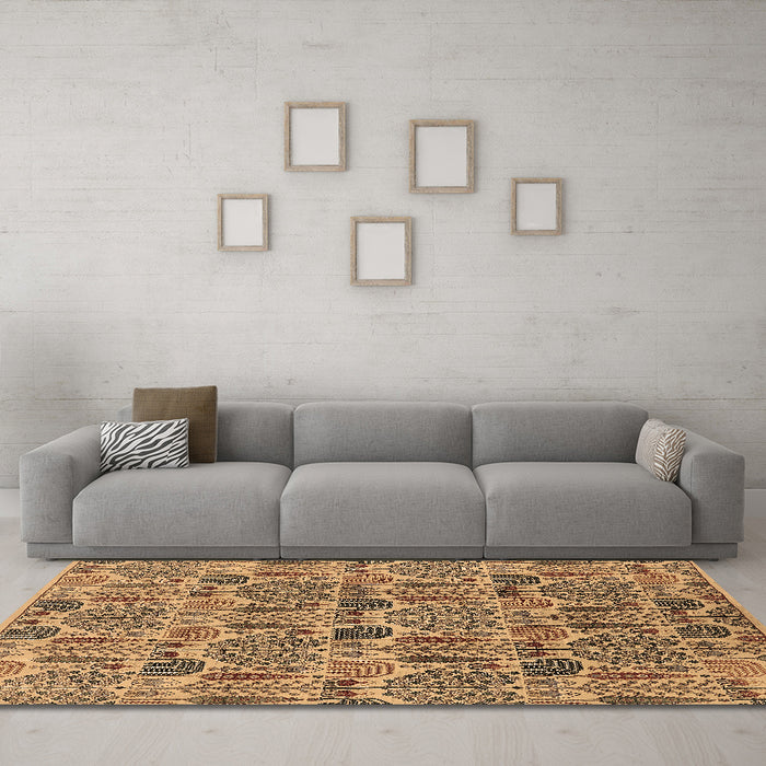 Machine Washable Oriental Brown Industrial Rug in a Living Room,, wshurb1116brn