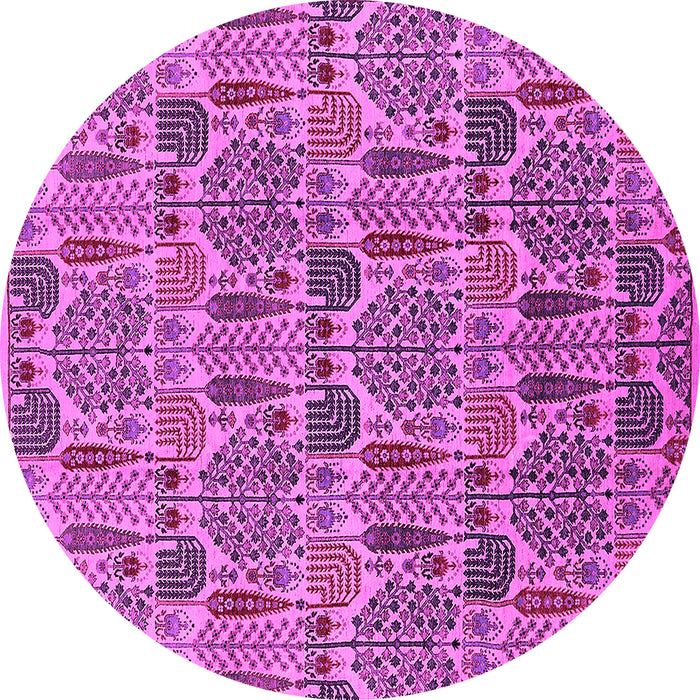 Round Machine Washable Oriental Pink Industrial Rug, wshurb1116pnk