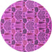 Round Machine Washable Oriental Pink Industrial Rug, wshurb1116pnk